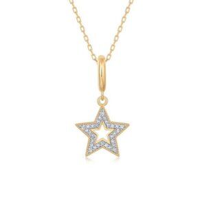 Star Outline Diamond 14K (or 18k upon request) Yellow Gold Pendant Necklace